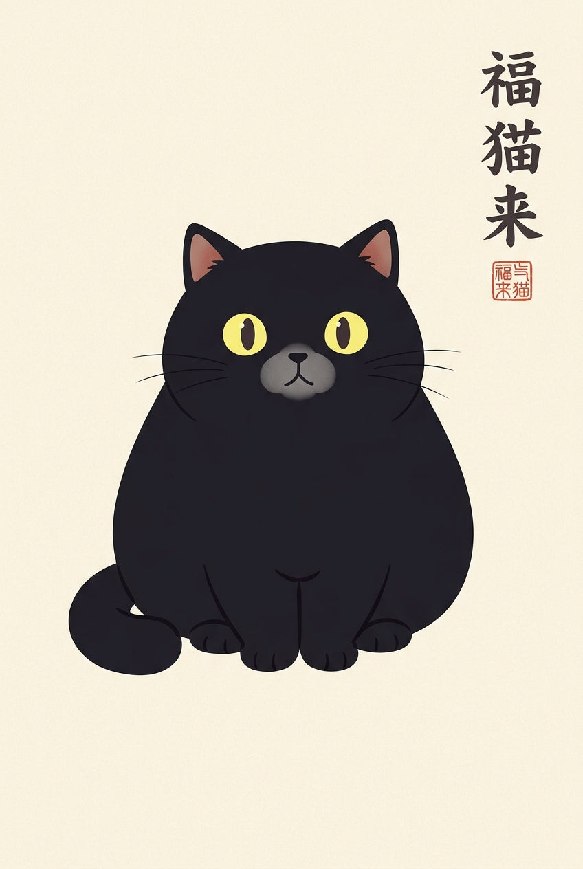 Poster Chat Japonais, poster chat noir