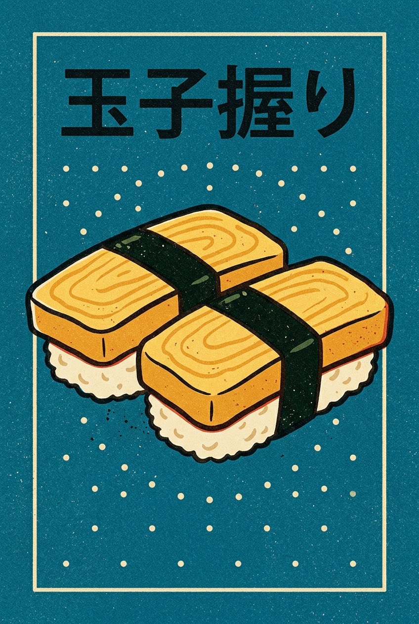 Poster Tamago Sushi, affiche vintage japonais