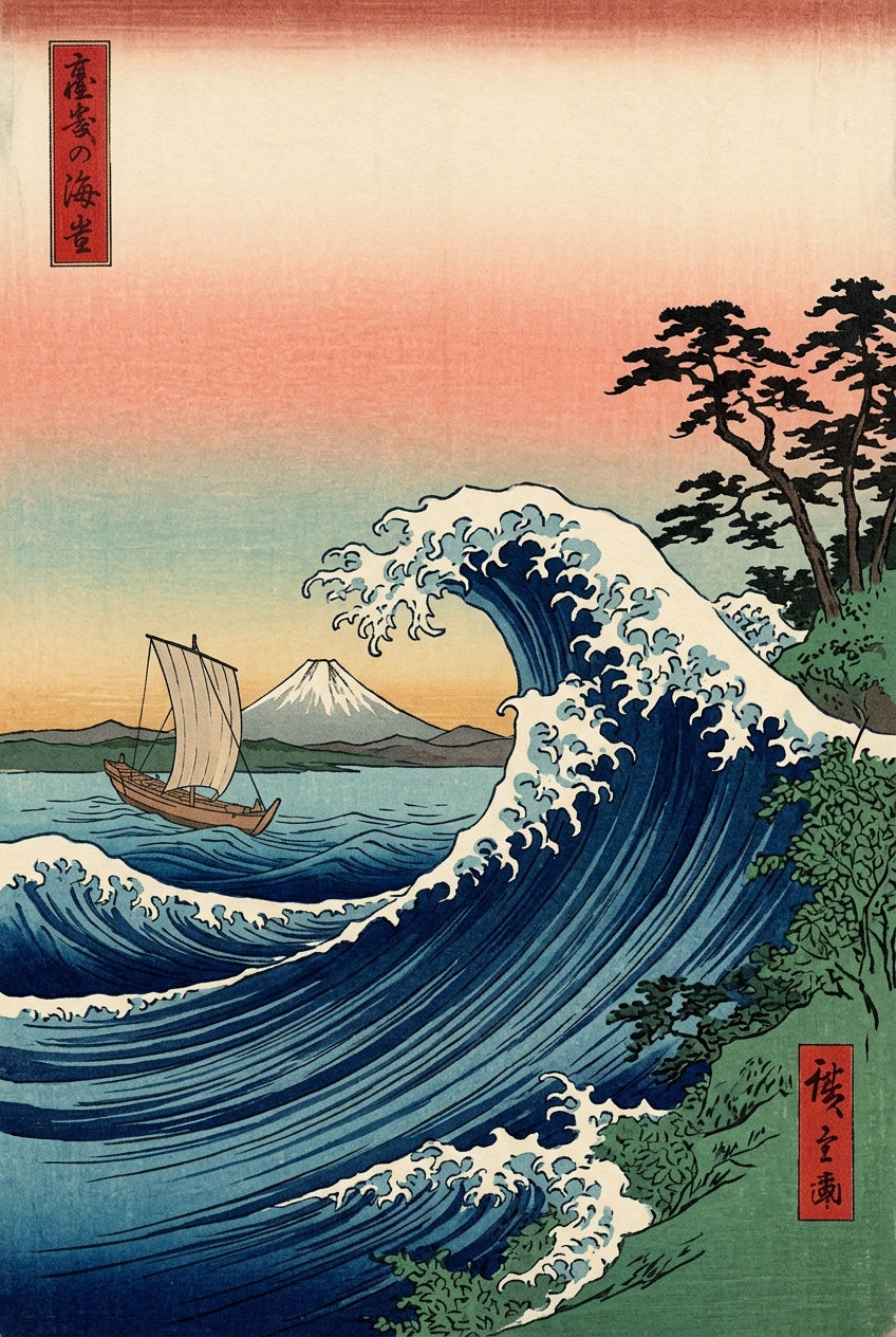 Affiche de la Grande Vague, poster Japonais