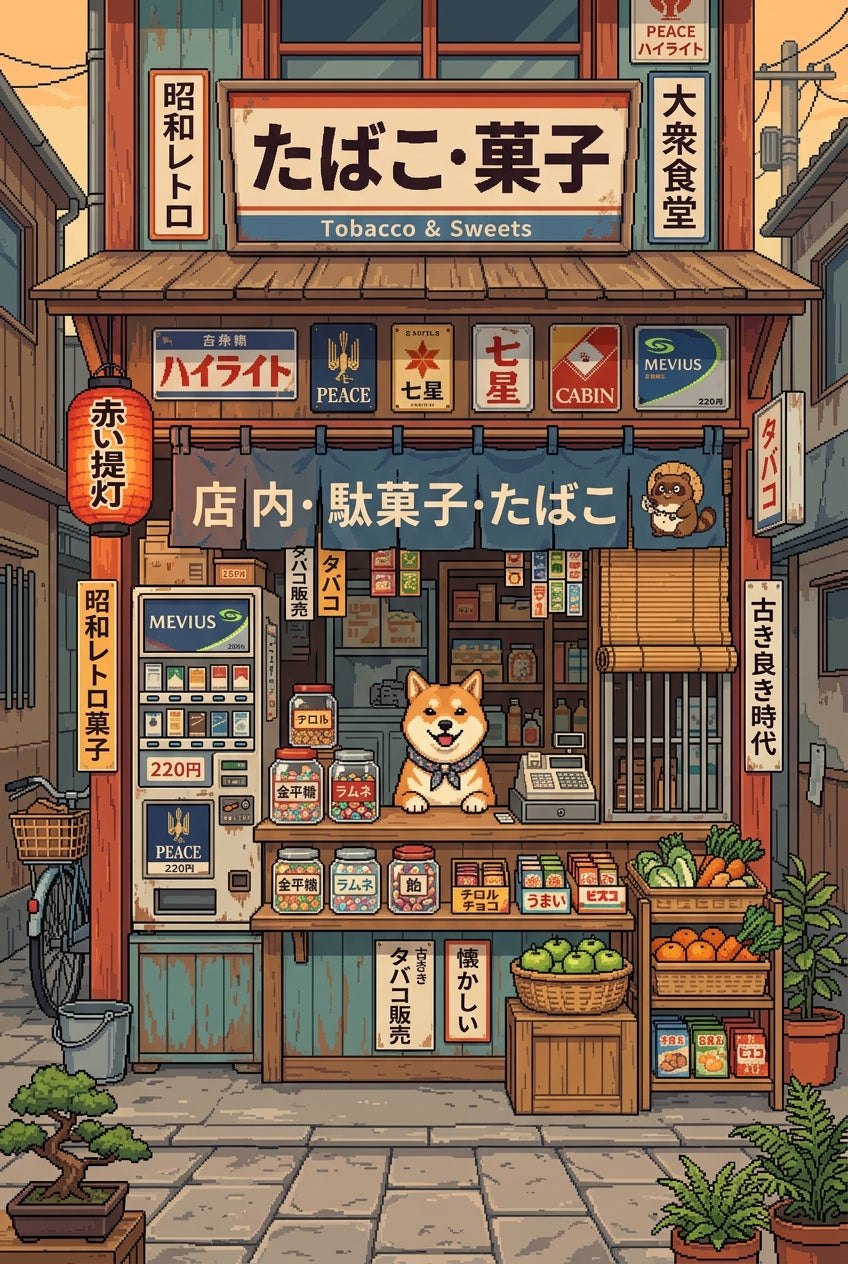 Poster Boutique Japonaise, illustration Shiba Inu