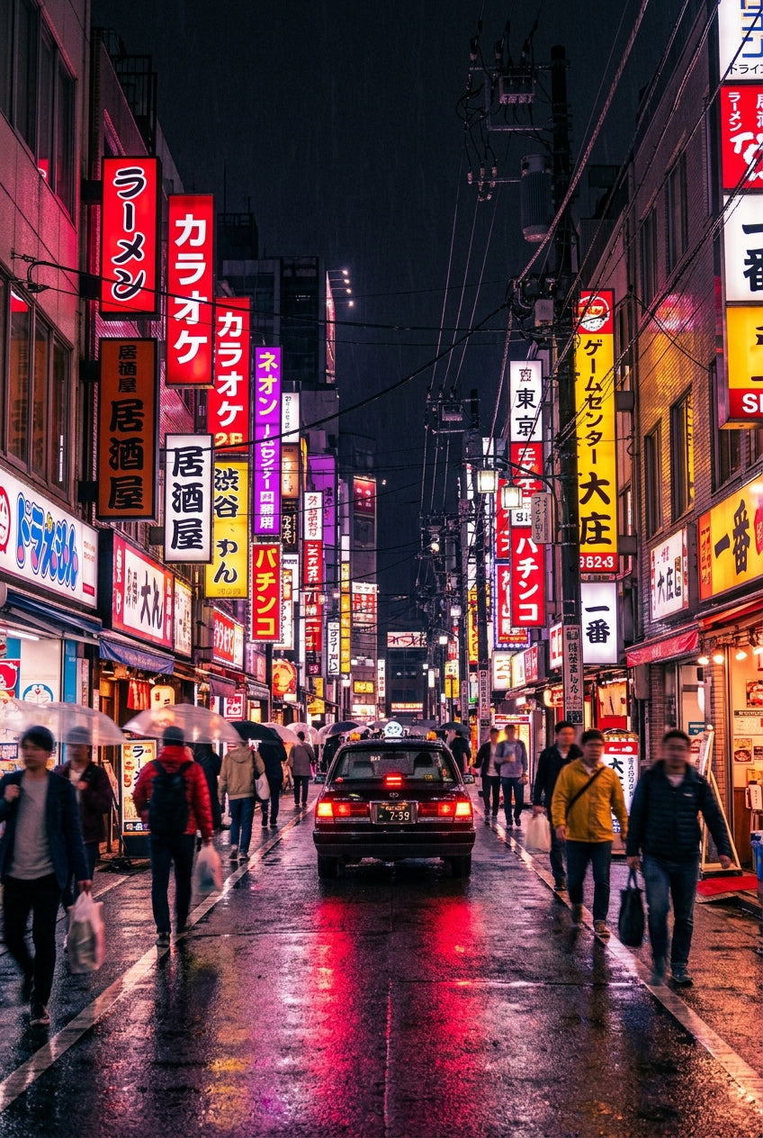 Affiche de Tokyo, poster rue néons japonais