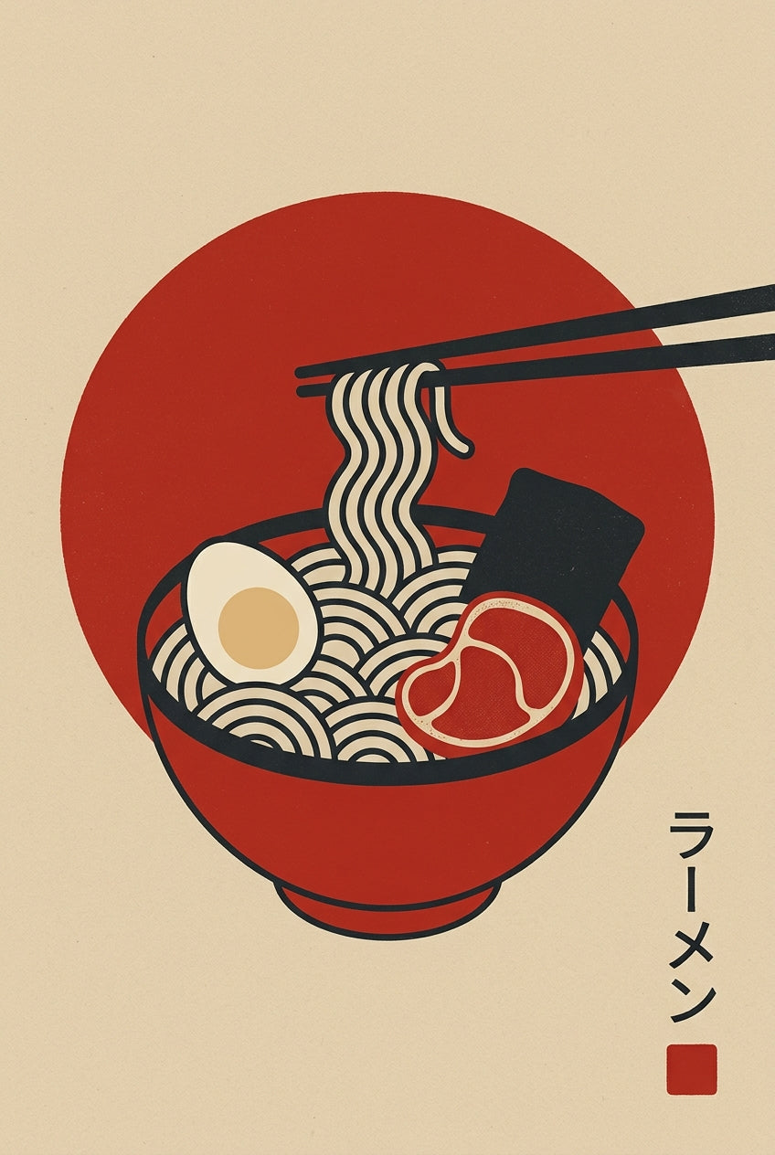 Affiche Ramen Japonais, poster cuisine nippone