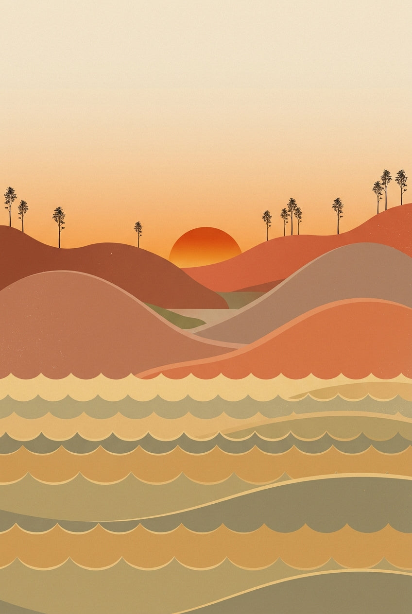 Affiche Paysage Japonais, poster collines