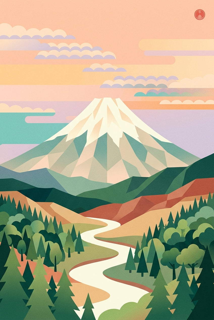 Affiche du Mont Fuji, poster montagnes du Japon