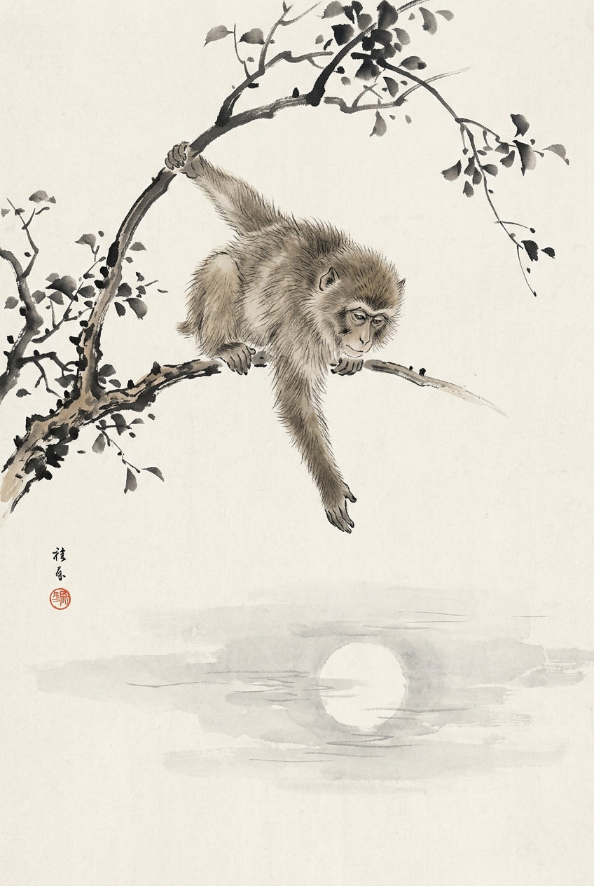 Affiche du Singe japonais, poster estampe
