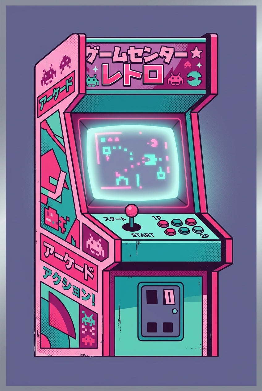 Affiche Borne d'Arcade Japonaise, poster rétro gaming