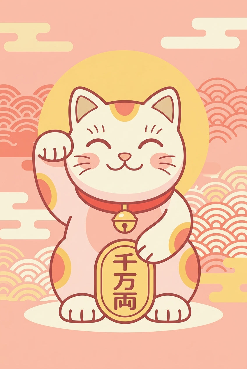 Affiche Maneki Neko, poster chat porte-bonheur