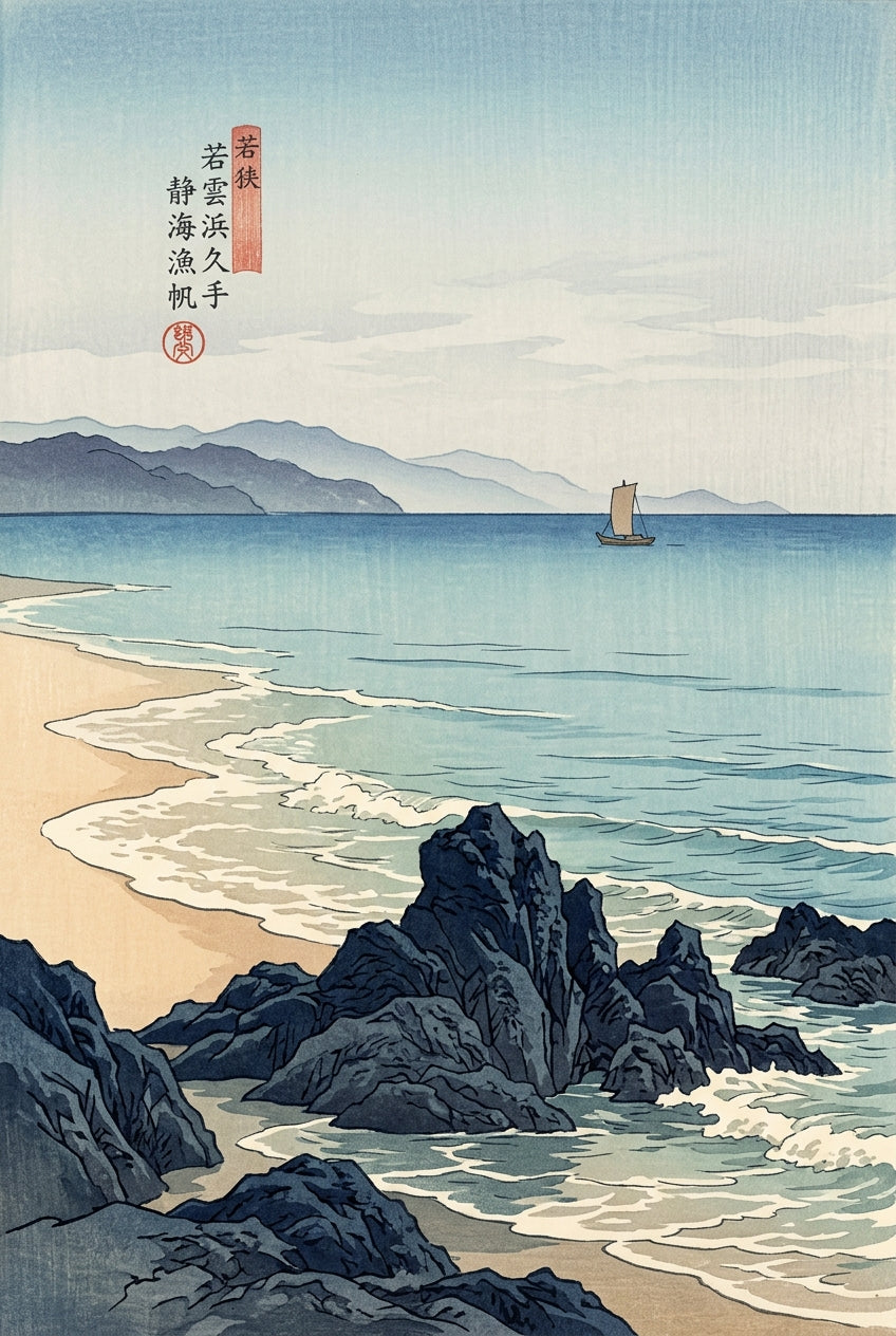 Affiche de la côte japonaise, poster ukiyo-e