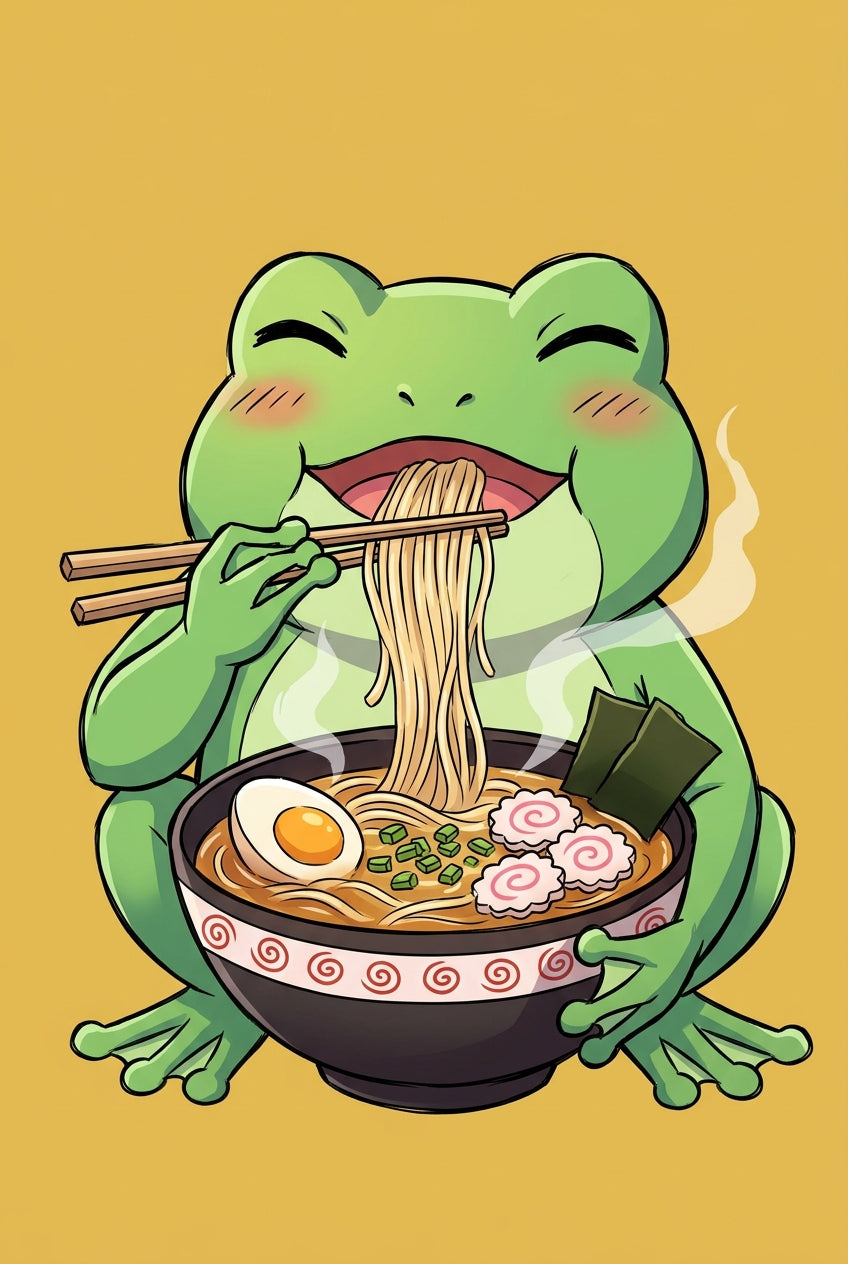 Affiche Grenouille Ramen, poster style Japonais