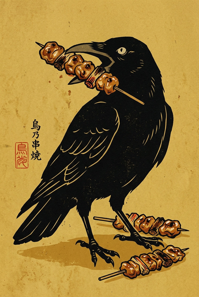 Affiche Corbeau Japonais, poster Yakitori