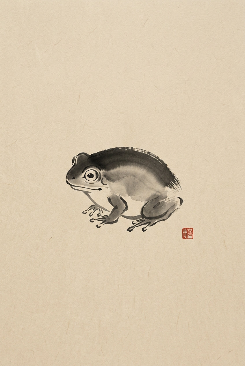Poster Grenouille Japonaise, poster encre Sumi-e