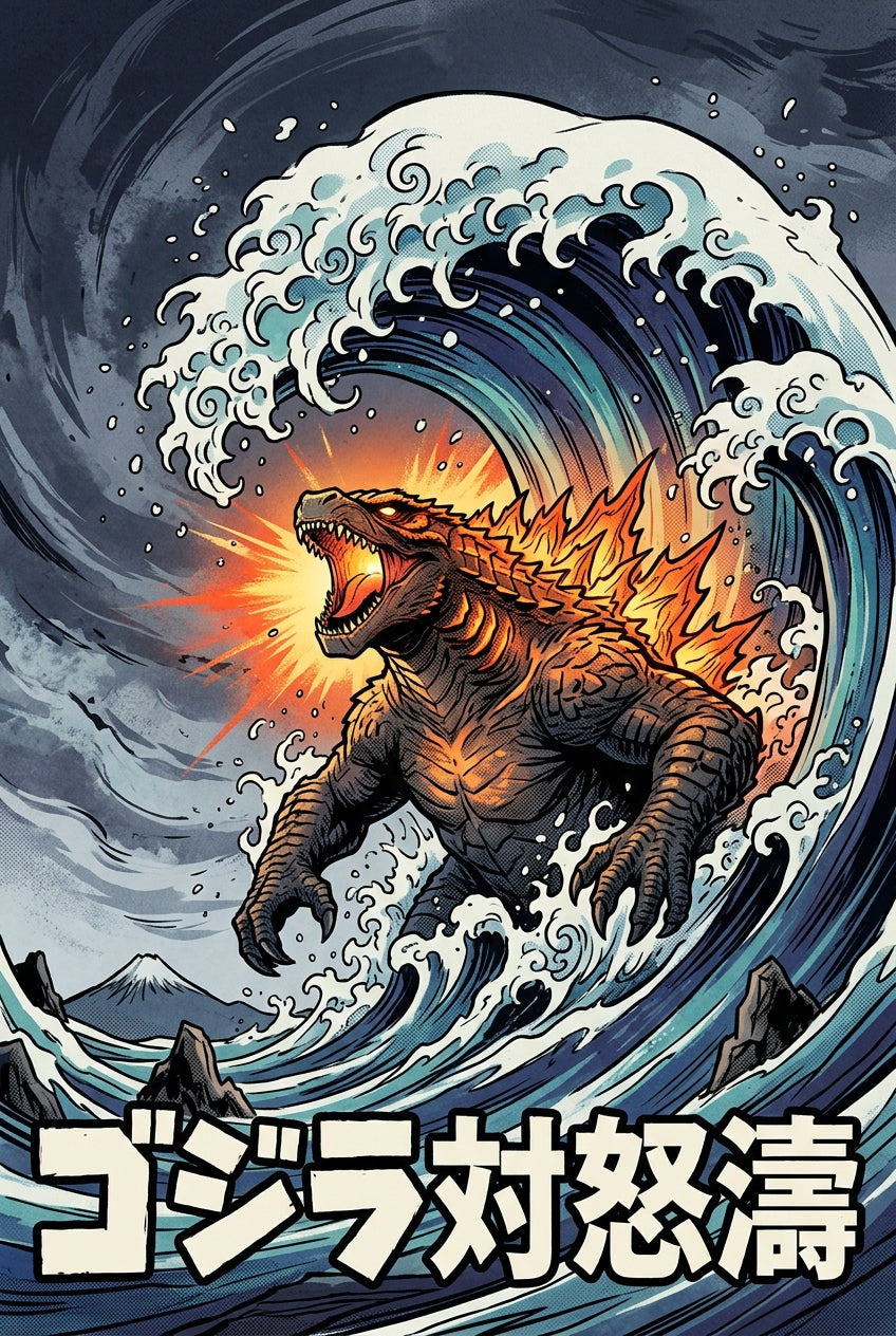 Affiche Godzilla, poster Grande Vague Japon