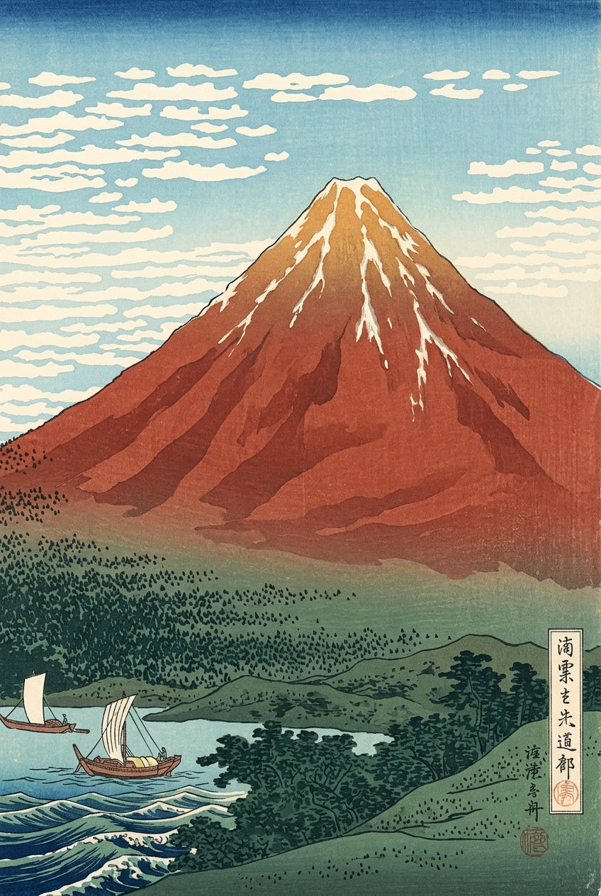 Affiche du Mont Fuji, poster vintage japonais