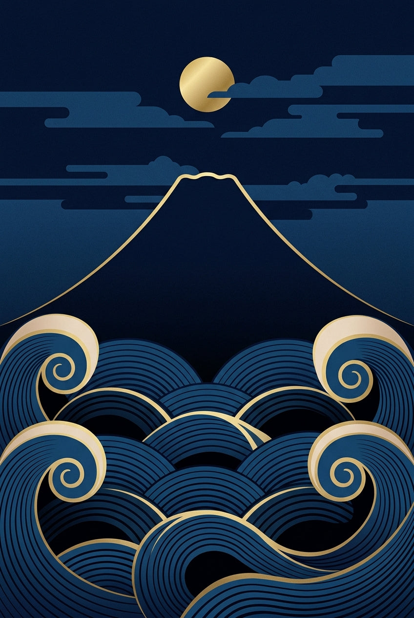 Affiche du Mont Fuji, vagues japonaises