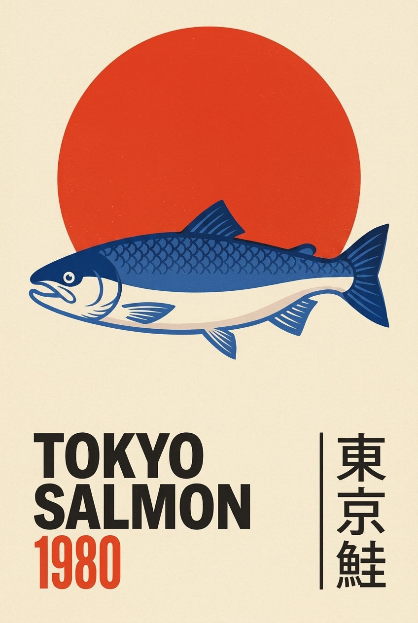 Poster Tokyo Salmon, art japonais vintage