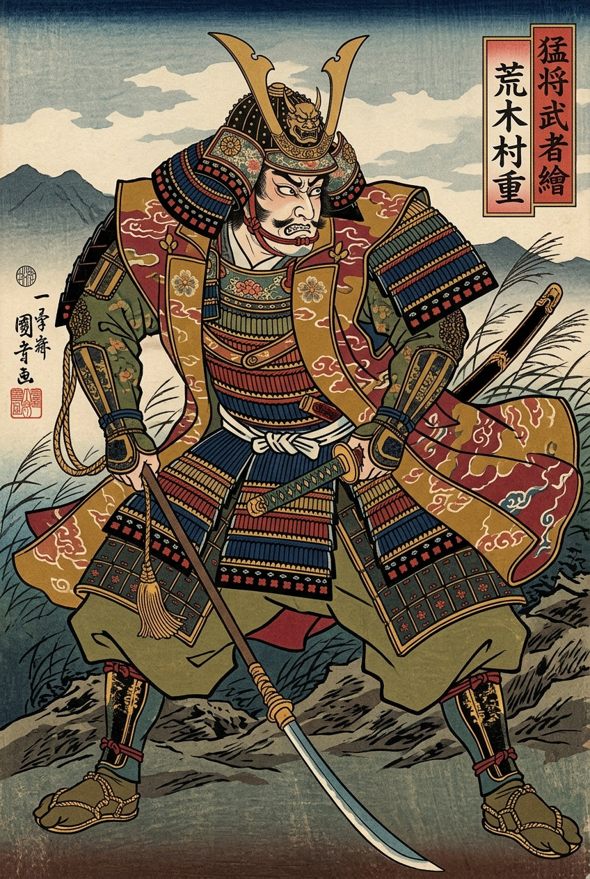 Affiche Samouraï Japonais, poster guerrier armure