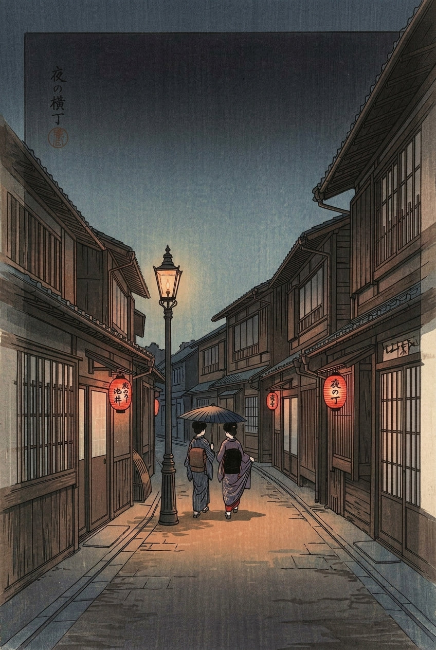 Affiche du Japon, ruelle de nuit