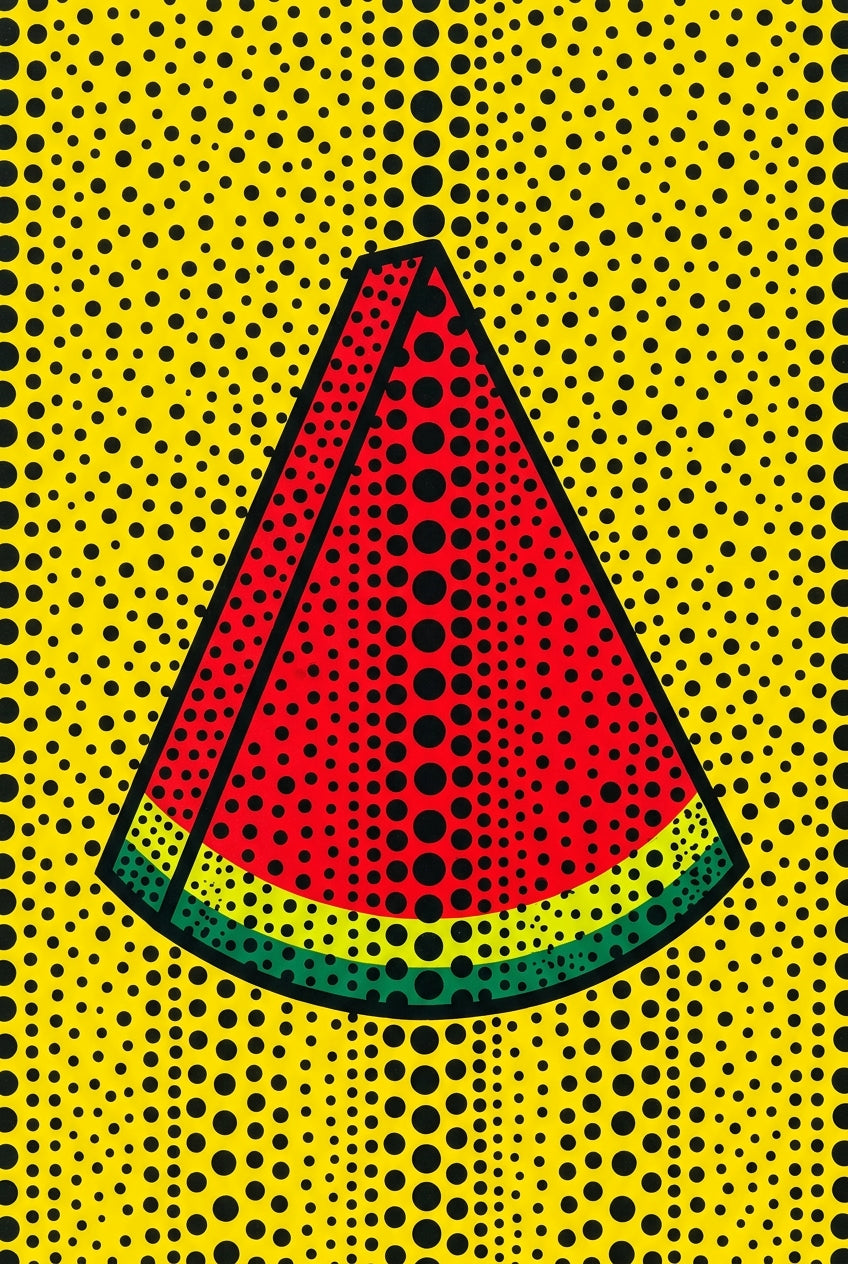 Affiche Pastèque Japonaise, poster pois noirs