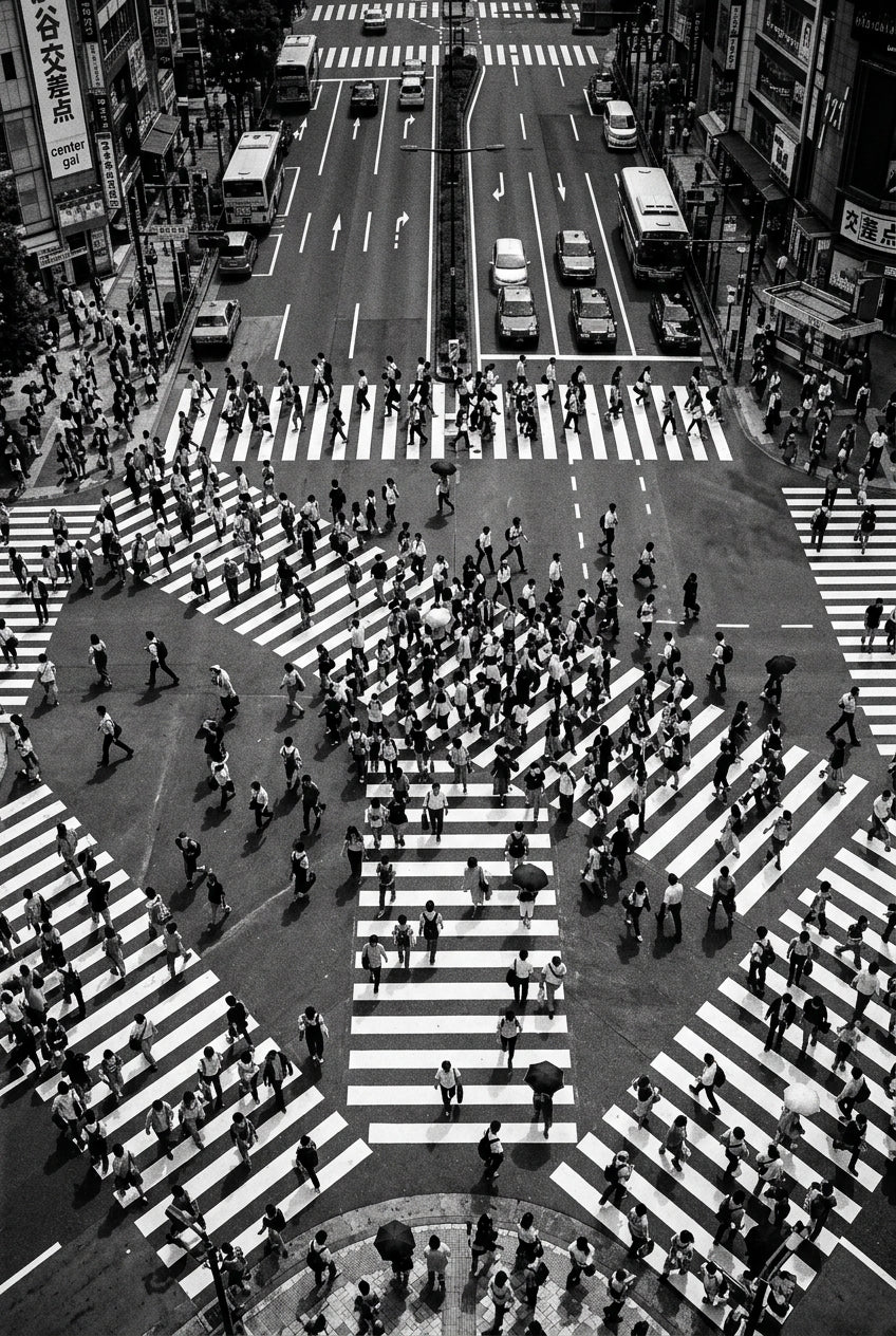 Affiche de Tokyo, poster Shibuya noir et blanc