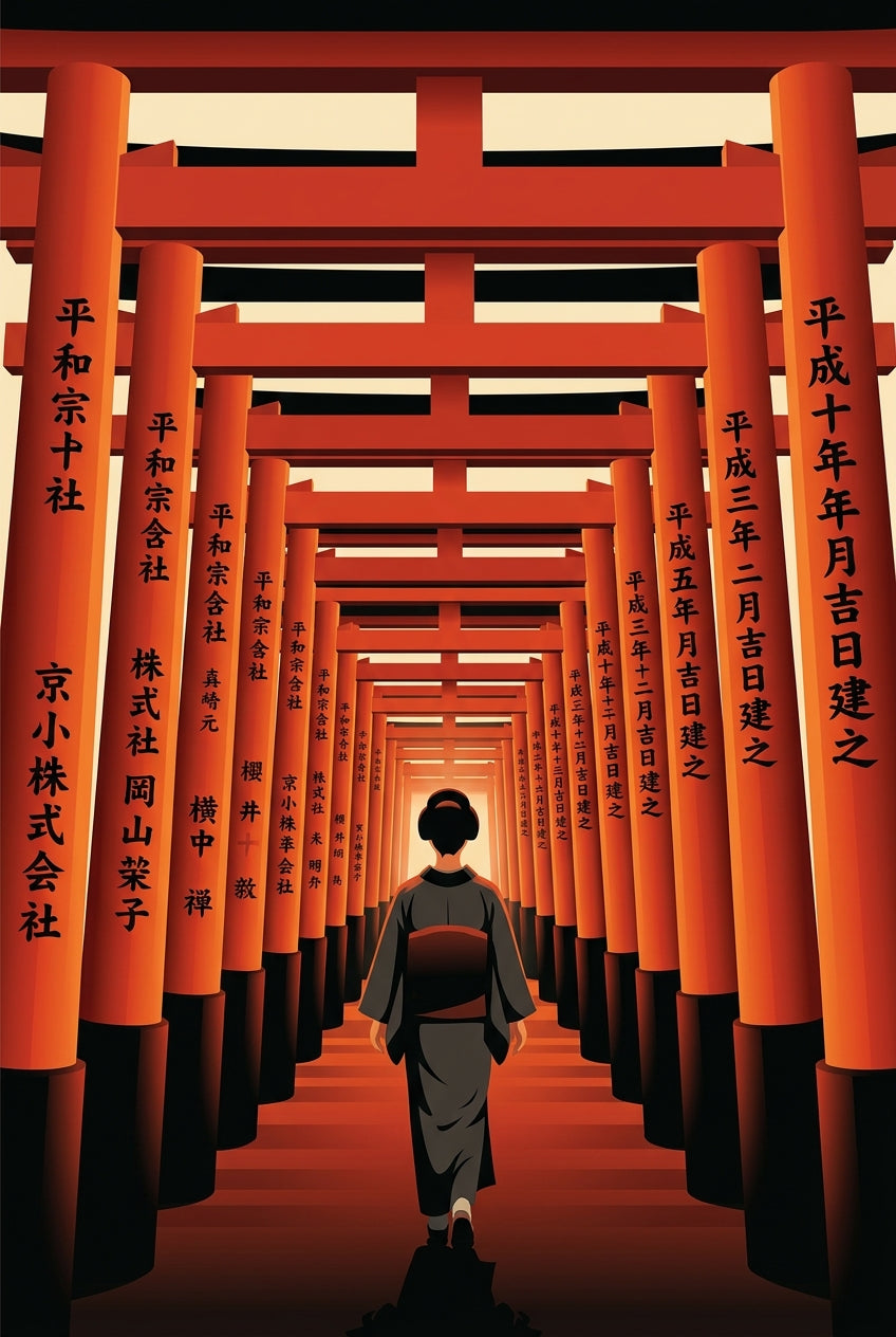 Affiche du sanctuaire Fushimi Inari, torii rouges