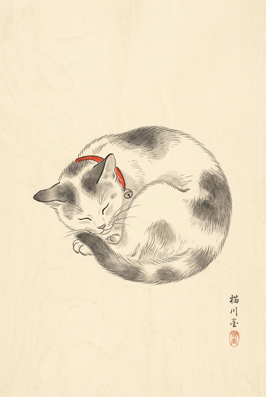 Affiche chat japonais, poster chat calicot