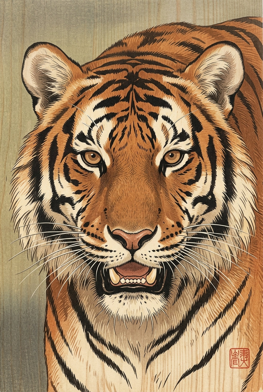 Affiche Tigre Japonais, poster illustration