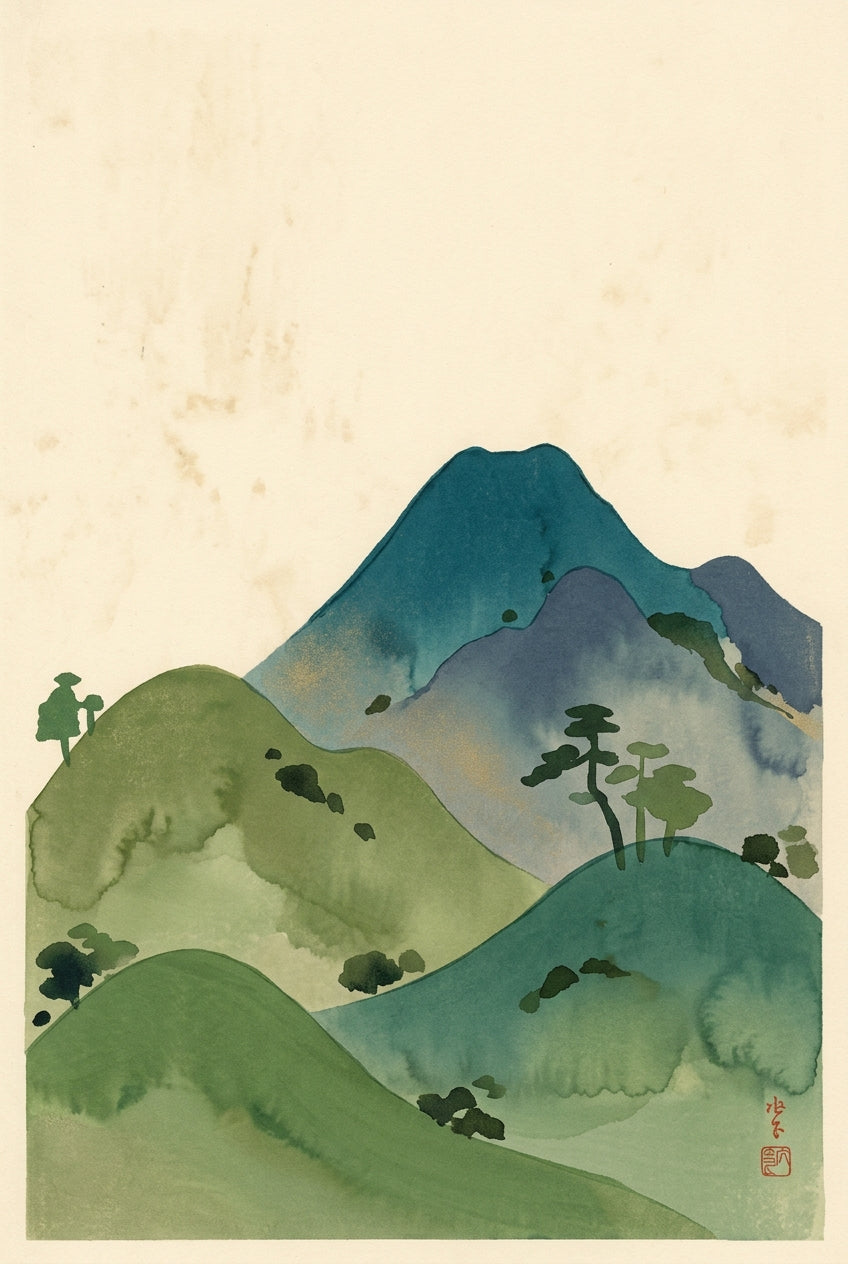 Affiche Montagne Japonaise, poster aquarelle