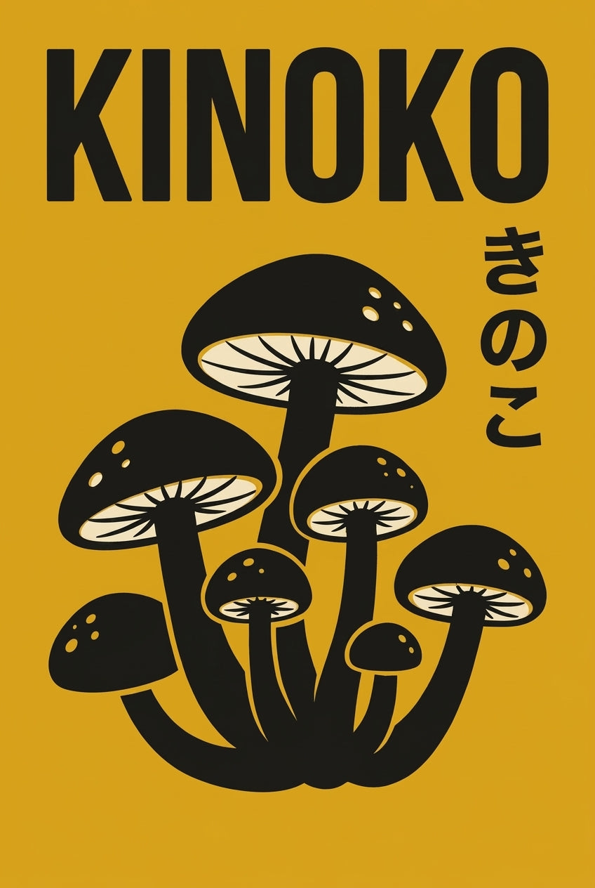 Affiche Kinoko, poster champignons japonais