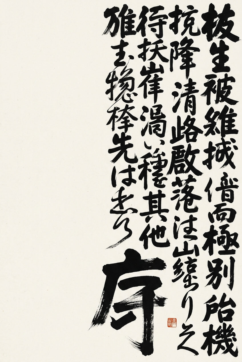 Affiche Calligraphie Japonaise, poster encre noire