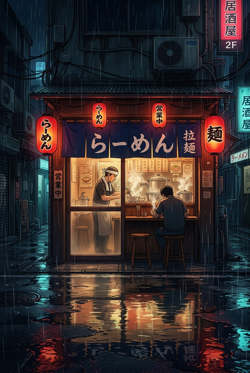 Poster Ramen Japonais, restaurant de nuit