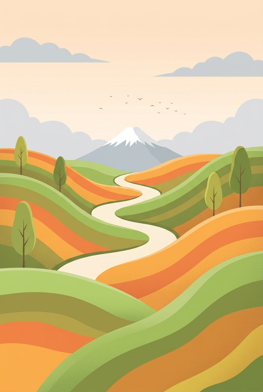 Affiche du Mont Fuji, poster collines japonaises