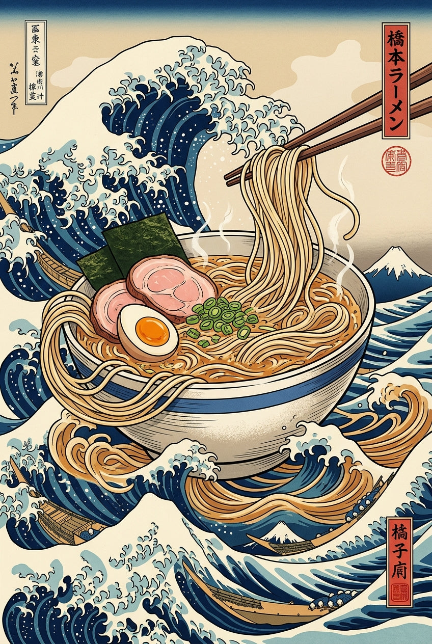Affiche Ramen Vague Japonaise, poster déco