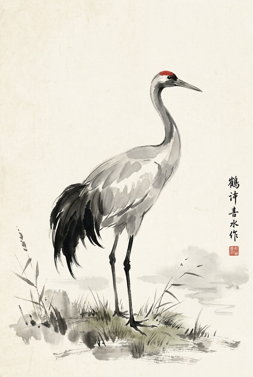 Affiche Grue du Japon, poster art japonais