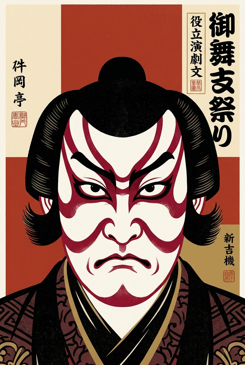 Affiche Acteur Kabuki, poster Japonais