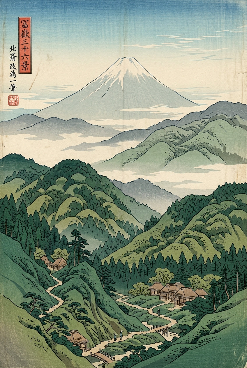 Affiche du Mont Fuji, poster collines japonaises