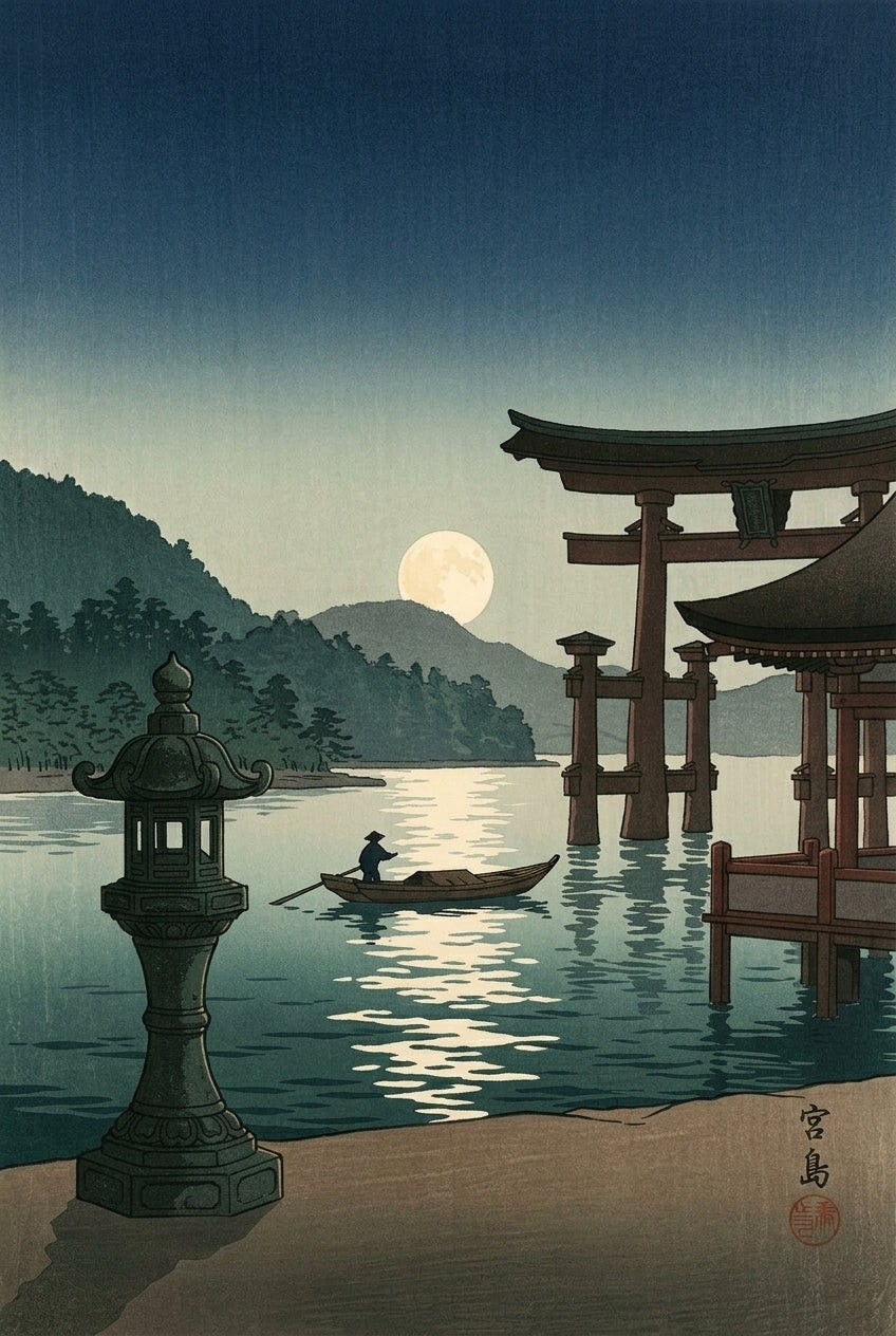 Affiche de Miyajima, poster torii japonais