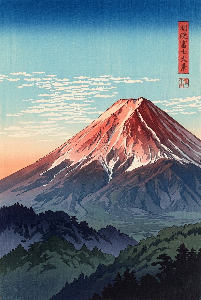 Poster du Mont Fuji, estampe japonaise