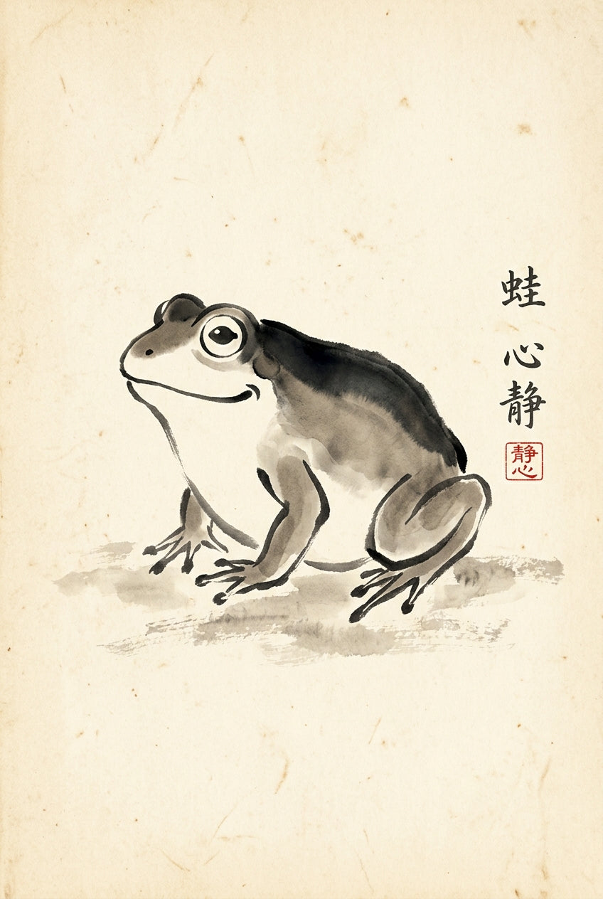Affiche de grenouille japonaise, art zen