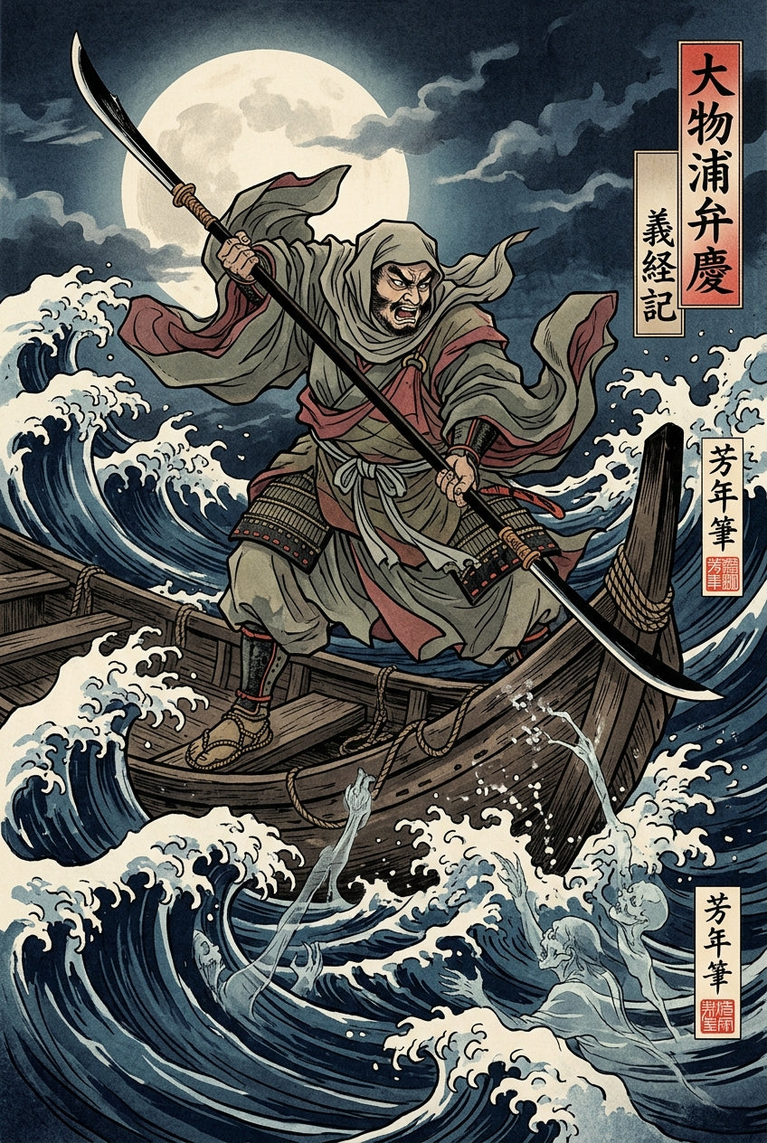 Poster Samouraï Japonais, guerrier sur bateau