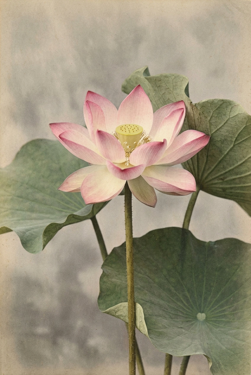 Affiche du Lotus rose, poster art japonais