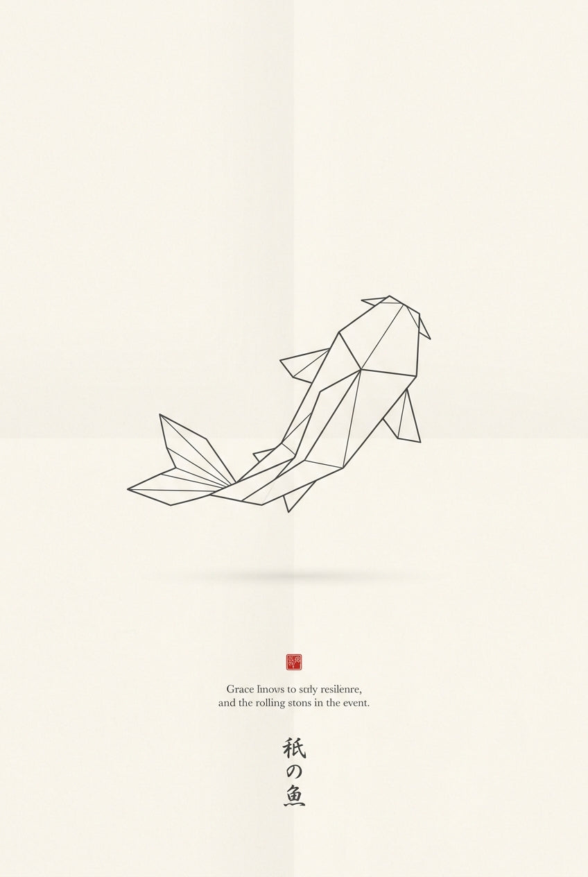 Affiche Carpe Koï Japonaise, poster origami