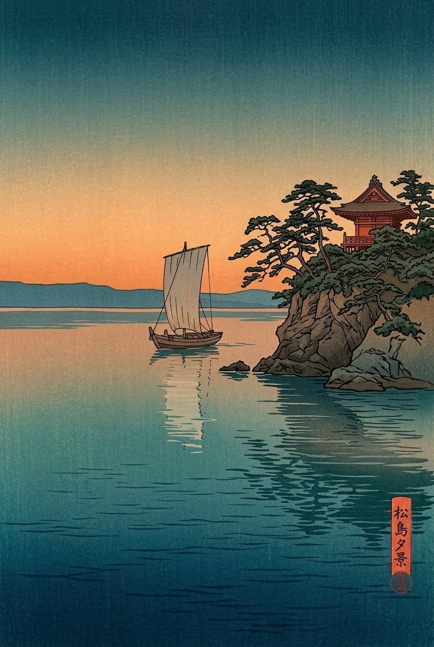 Affiche Matsushima, temple japonais