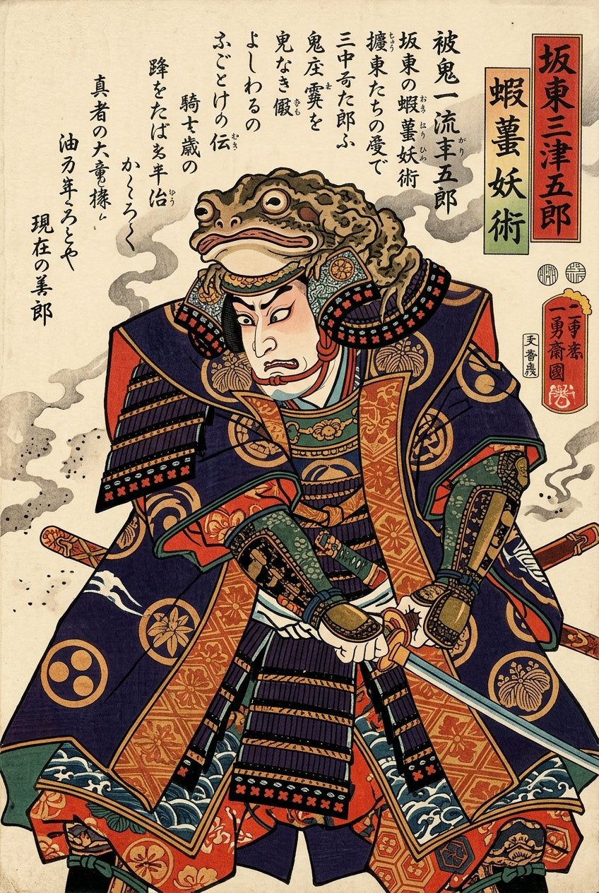 Affiche Samouraï au Crapaud, poster Art Japonais