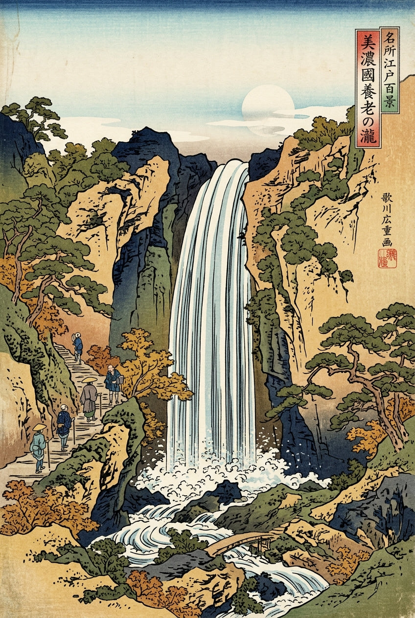 Affiche de la cascade de Yoro, poster Japonais