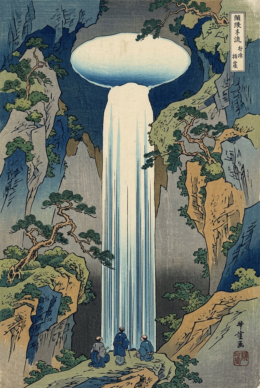 Affiche Cascade de Kirifuri, poster Hokusai