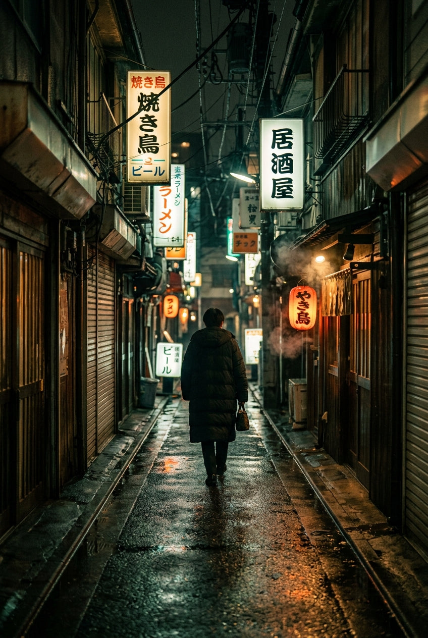 Affiche de rue japonaise, poster néons nocturnes