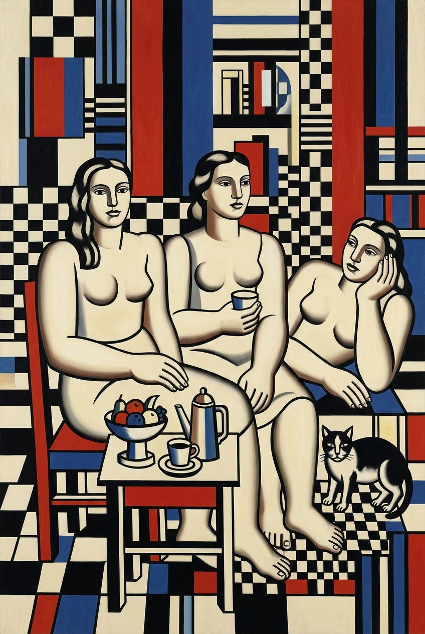 Affiche de style cubiste, poster trois femmes