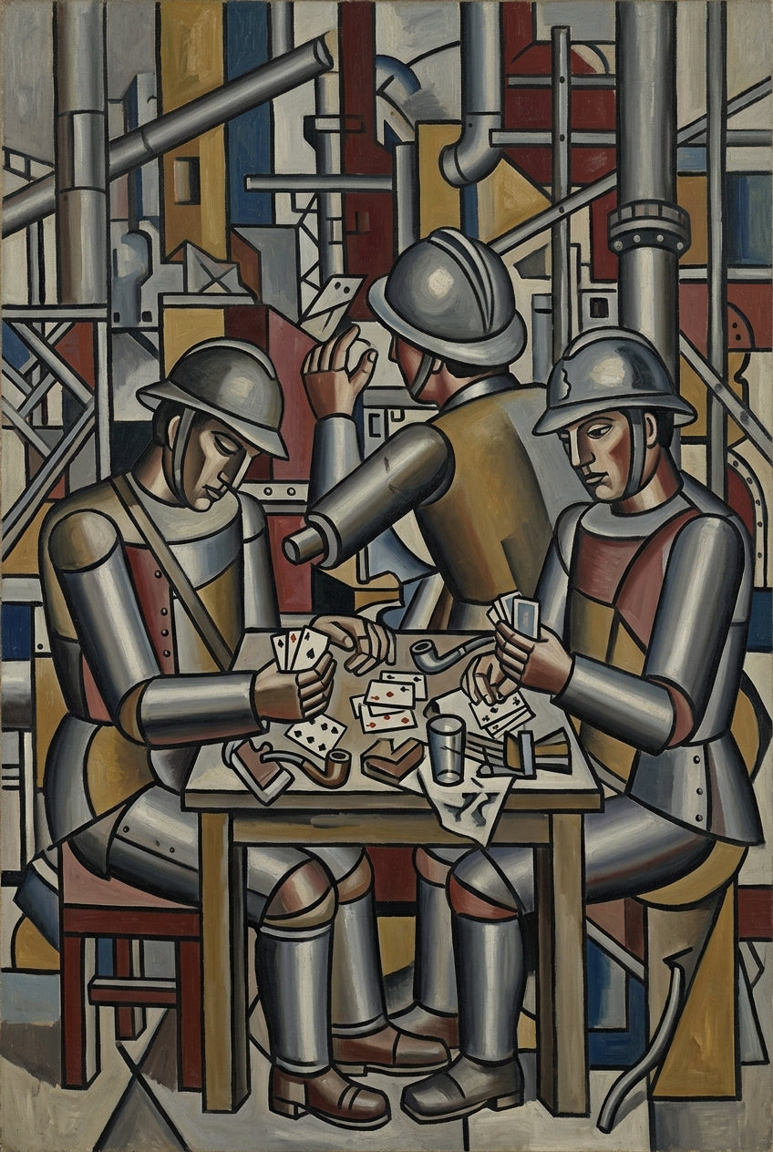 Affiche de la partie de cartes, poster cubiste