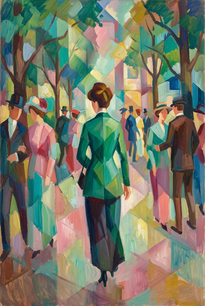 Affiche de promenade cubiste, poster coloré