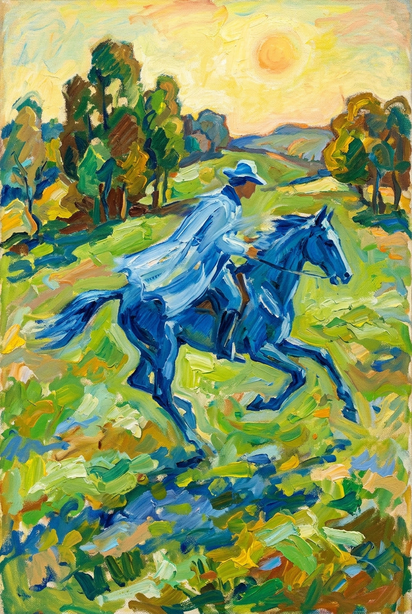 Poster Cavalier bleu, art contemporain